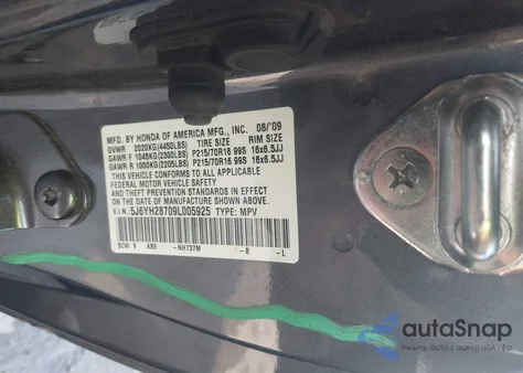 2009 Honda Element Ex z USA, uszkodzony, nr VIN 5J6YH28709L005925